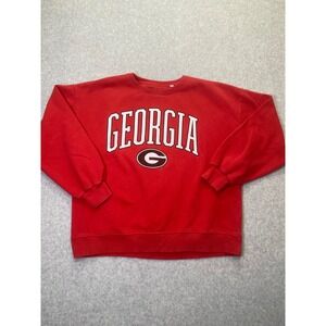 Pressbox Georgia Bulldogs Crewneck Sweatshirt Red Womens Large NCAA G Logo